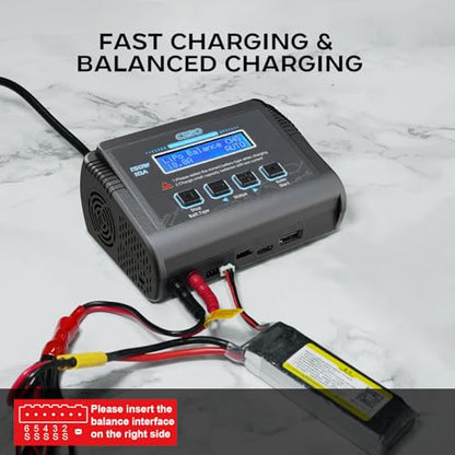 LiPo Battery Charger, 150W 10A Balance Fast Charger for RC Car Drone | RC Battery Charger Discharger for 1S-6S LiPo/Li-ion/Life/LiHV 1-15S NiMH/NiCD 2-20V PB Smart Batteries