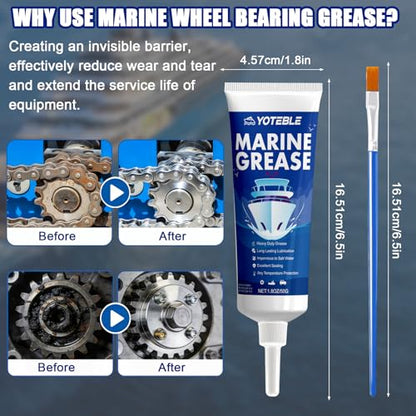 Marine Grease Tube, Waterproof High Temp, Against Water Washout 50g | Extreme Pressure Protection, Marine Grade Grease for Propeller Shaft, Rudder Bearing, Trailer & Boat Maintenance(-30°C-250°C)