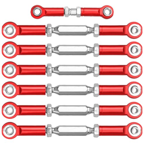 Aluminum Adjustable Turnbuckles Rod Camber Links Steering Linkage Pull Rod Tie Rod Compatible with Traxxas 1/10 Slash 2WD RC Truck (Red)