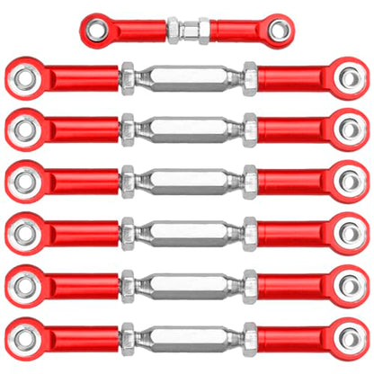 Aluminum Adjustable Turnbuckles Rod Camber Links Steering Linkage Pull Rod Tie Rod Compatible with Traxxas 1/10 Slash 2WD RC Truck (Red)