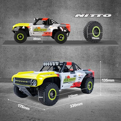FMS 1/18 RC Truck FSC18 Ford Bronco, Officially Licensed by Ford Short Course RC Car, 4x4 Off-Road RC Crawler with LED Lights, and Quick-Release Body-RS (Race Livery A (Brushless RS)) - style: Race livery A -Brushless RS