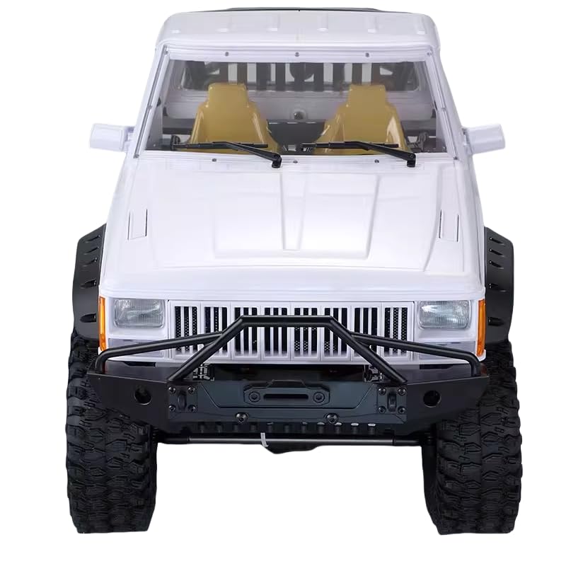 1/10 RC Hard Shell Cab & Back-Half Cage Body Shell Kit for 1/10 RC Crawler TRX4 SCX10 90046 AT4 GEN 8 Scout II,313mm Wheelbase Cherokee Upgrade and Modify (White) - color: White
