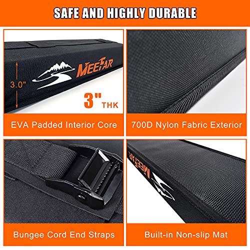 Kayak Car Roof Rack Pad for Kayak Surfboard SUP Canoe Soft Roof Rack Pads | Universal soft roof rack for kayak surfboard Include 2 Tie Down Straps,2 Tie Down Rope,2 Quick Loop Strap,Storage Bag - size: 32 Inch