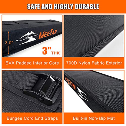 Kayak Car Roof Rack Pad for Kayak Surfboard SUP Canoe Soft Roof Rack Pads | Universal soft roof rack for kayak surfboard Include 2 Tie Down Straps,2 Tie Down Rope,2 Quick Loop Strap,Storage Bag - size: 32 Inch