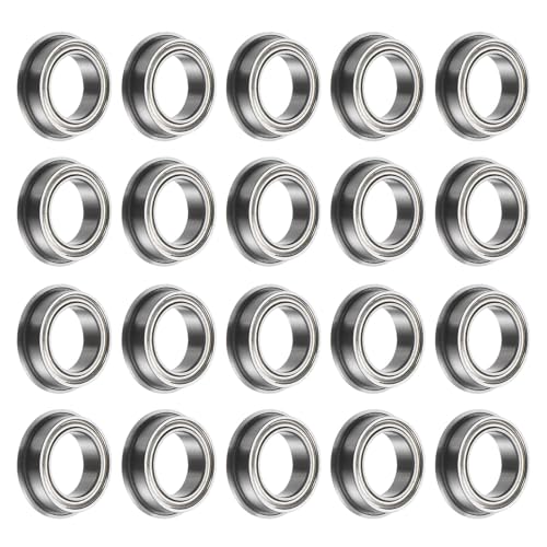 uxcell MF128ZZ Flanged Ball Bearing 8x12x3.5mm Double Shielded Chrome Steel Flange Bearings, 10pcs - size: 8x12x3.5mm