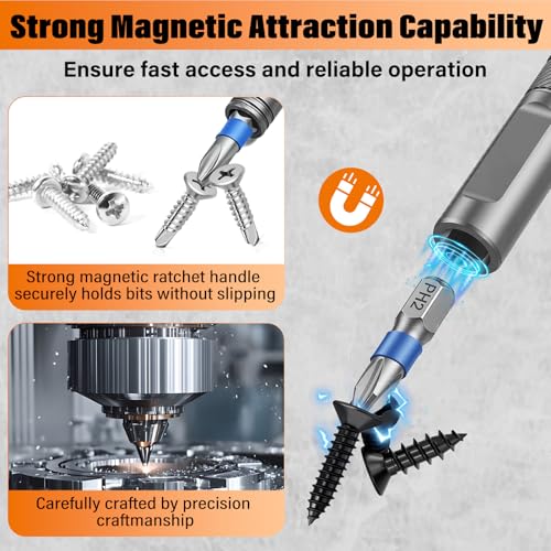 Ratchet Allen Wrench Set, Mini Ratchet Set, 24 in 1 Magnetic Screwdriver Sets Multi Bit Ratcheting Screwdriver Set with Storage Case S2 Steel Bits Suitable for Furniture Assembly