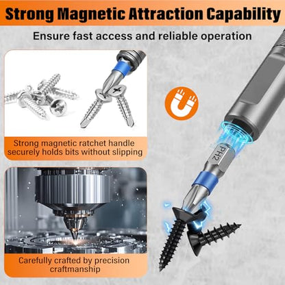 Ratchet Allen Wrench Set, Mini Ratchet Set, 24 in 1 Magnetic Screwdriver Sets Multi Bit Ratcheting Screwdriver Set with Storage Case S2 Steel Bits Suitable for Furniture Assembly
