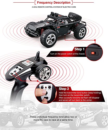 1:12 Scale RC CAR Desert Buggy High Speed 30MPH+ 4x4 Fast Race Cars RTR Racing 4WD Electric Power 2.4GHz Radio Remote Control Off Road Truck (Assorted Color: Black, Gray)