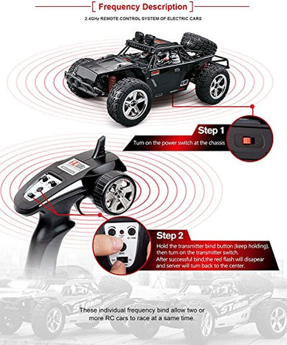 1:12 Scale RC CAR Desert Buggy High Speed 30MPH+ 4x4 Fast Race Cars RTR Racing 4WD Electric Power 2.4GHz Radio Remote Control Off Road Truck (Assorted Color: Black, Gray)