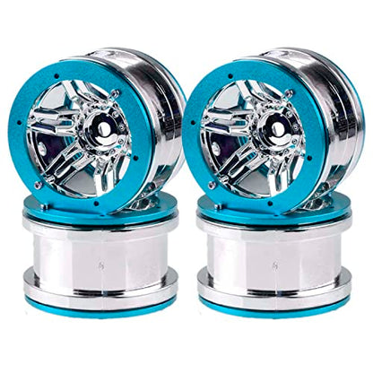 4PCS Plastic Plating 2.2 Inch Beadlock Wheel Rim Wheel Parts for 1/10 RC Rock Crawler Car Truck for Axial TRX4 Wraith SCX10 CC01 D90 90046 TF2(Blue) - color: Blue