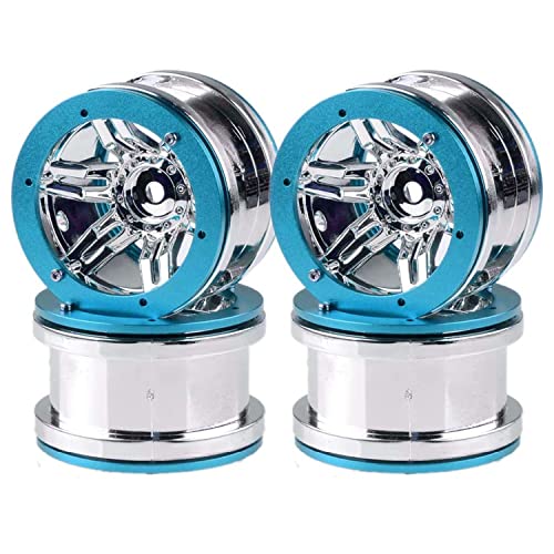 4PCS Plastic Plating 2.2 Inch Beadlock Wheel Rim Wheel Parts for 1/10 RC Rock Crawler Car Truck for Axial TRX4 Wraith SCX10 CC01 D90 90046 TF2(Blue) - color: Blue