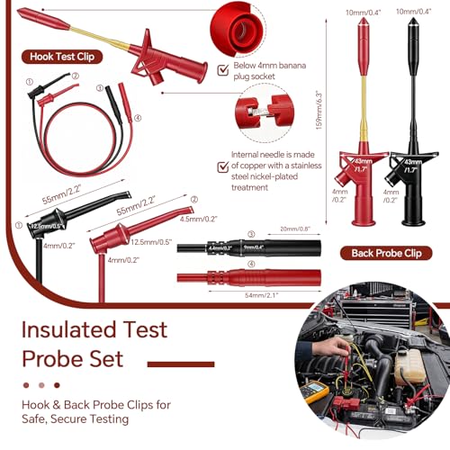 24Pcs Multimeter Test Leads Kit,CAT III 1000V 10A Soft Silicone Test Probes, Alligator Clips,Test Hooks & Piercing Probes.Universal Tools for Automotive, Industrial & Household Circuit Testing