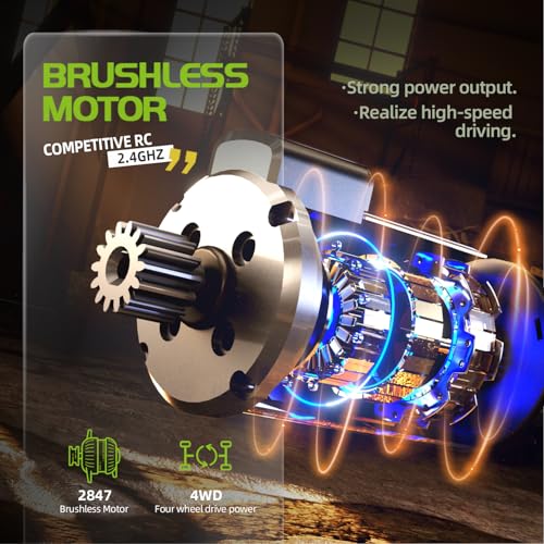 【Modular battery】All Terrain 2.4GHz 1/16 RTR Brushless Fast RC Cars, Max 42mph Electric Off-Road RC Truck, 4X4 Remote Control Car High-Speed Offroad RC Truggy speedy outdoor fun hobby for Adult