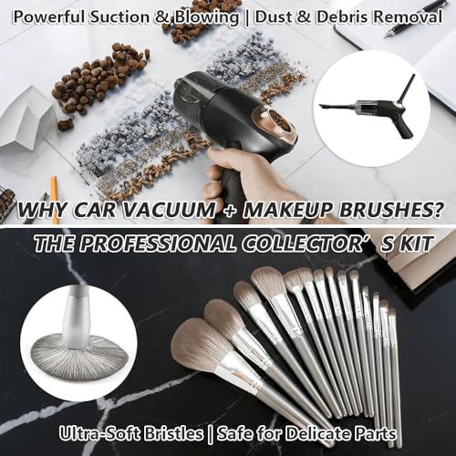 Model Cleaning kit/4-in-1 Portable Car Vacuum & Precision Makeup Brush Set for Action Figures, Statues & Collectibles – Rechargeable Mini Dust Cleaner with Soft Brushes for Safe, Scratch-Free Cleaning