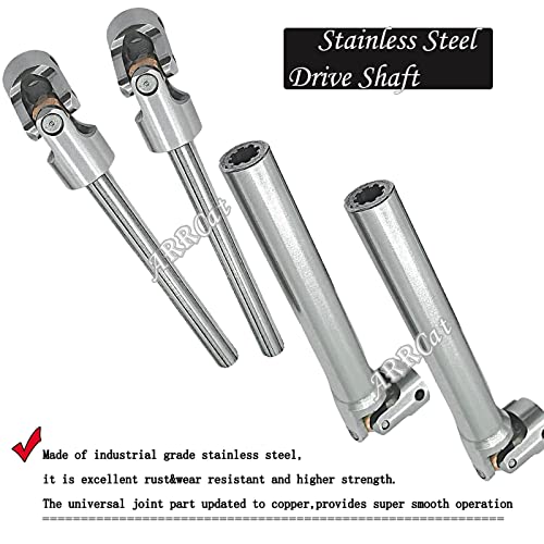 2PCS 90-125MM Stainless Steel Universal Drive Shaft for 1/10 TRX4 TRX6 SCX10 Wraith Capra D90 TF2 Red cat GEN8 1/10 RC Crawler,ARRCat RC Upgrade Parts Hop-Ups Centre Drive Shaft - size: 90-125MM
