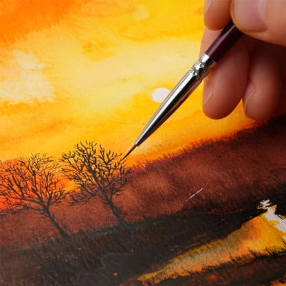 Kolinsky Sable Miniature Paint Brushes, Professional Fine Detail Paint Brushes, Golden Maple Round Point Paint Brush for Miniatures, Watercolor Details, Figures & Acrylic - Size 00, 0, 1 - size: 00 0 1 Round Point