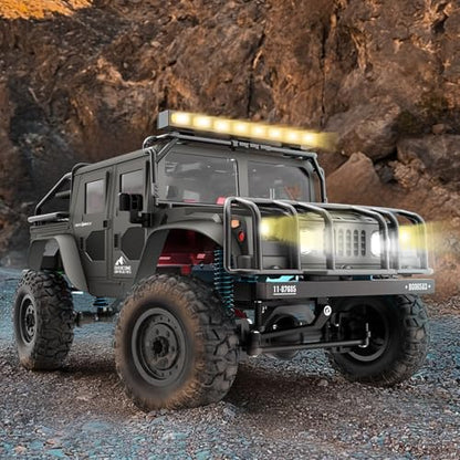 SIMREX 1:12 Scale All-Terrain Remote Control Car, 4WD RC Cars with 2.4 GHz, RC Climbing Truck, IPX4 Waterproof Off-Road Vehicle with Two Rechargeable Batteries, for Kids Teens Adults - color: Gray, size: 1:12
