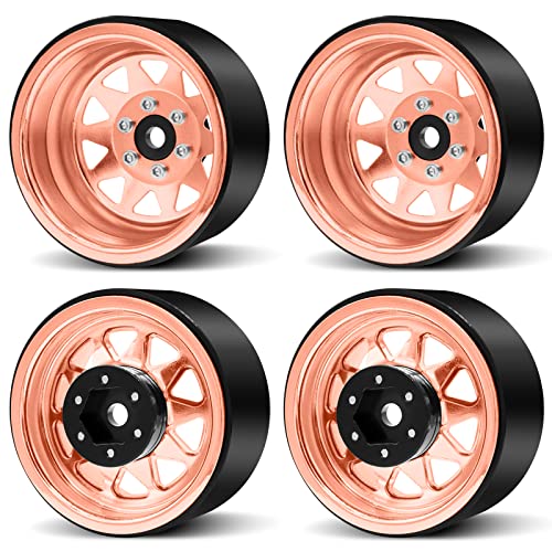 OGRC 1.9 Beadlock Wheel Offset -8.9mm Wheel for Traxxas Axial 1/10 RC Car - color: Rose Gold