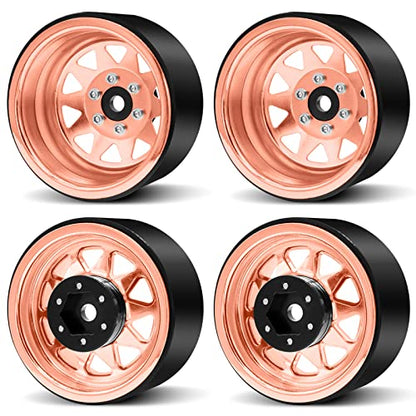 OGRC 1.9 Beadlock Wheel Offset -8.9mm Wheel for Traxxas Axial 1/10 RC Car - color: Rose Gold