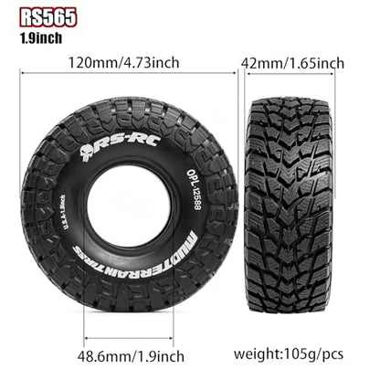 1.9 inch RC Crawler tire with Foam Insert, Suitable for 1/10 Scale FCX10, SCX10 Pro, UTB18, TRX4, Redcat Gen8, 7VS4-10 RC Crawler Cars