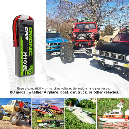 OVONIC 3S Lipo Battery 5200mAh 11.1V 80C RC Battery with Dean-Style T Connector for RC Car Boat Truck Helicopter Airplane Racing Models