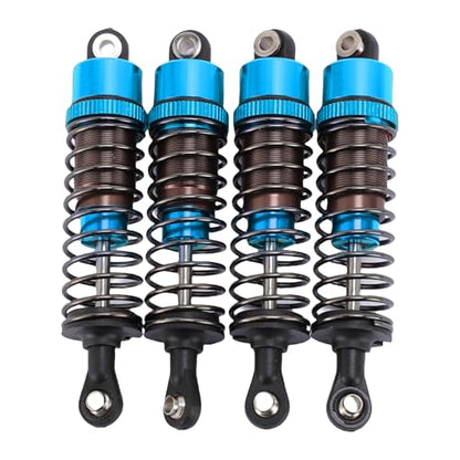 4 PCS Aluminum Alloy RC Shock Absorbers with Hydraulic Oil Damping System for 1/10 Scale RC Cars Off Road Buggy (Blue) - color: Blue