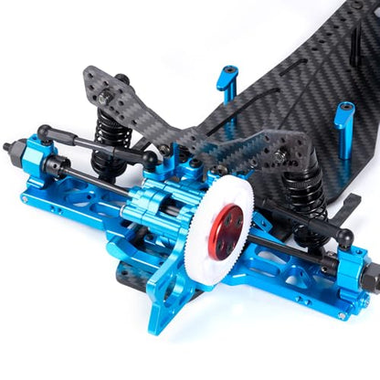 MORLORDY Aluminum & Carbon Fiber RC Chassis Frame Body Kit for 1/10 D5/ D5MINI+SR RC Drift Racing Car, with 4Pcs Wheels Tires Set & Shocks & Accessories (D5+SR) - style: D5+SR
