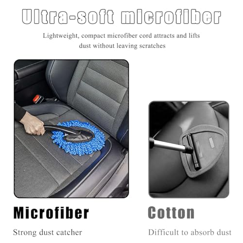 KVAEY 2 PCS Car Dash Duster Brush, Super Soft Microfiber Multi-Functional Car Cleaning Brush, Scratch Free Dash Dusting Tool with a Anti-Skid Handle for Vehicle Home Kitchen Cleaning (Gray+Blue) - color: Gray+Blue