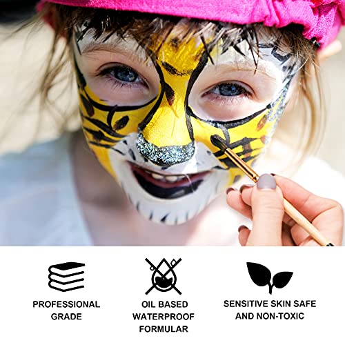 BOBISUKA Blank in the Dark Black + White Oil Face Body Paint Set, Large Capacity Professional Paint Palette Kit with Brushes for Art Theater Halloween Party Cosplay Clown Sfx Makeup for Adults - color: Black & White Paint + Brushes