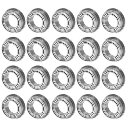 M METERXITY 20-Pack MF106ZZ Flanged Ball Bearing, 6 x 10 x 3mm Double Metal Shielded Chrome Steel (GCr15) Flange Rip Bearings for Wheelbarrow/Printer/Fax Machines/Power Tools - size: 6mm x 10mm x 3mm