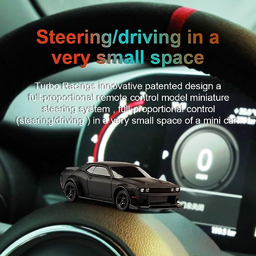 1:76 Turbo Racing Scale RC Sport Car, Table Racing Remote Control Mini Model Car Full Proportional RTR Kit Toys (C75-black) - color: C75-black