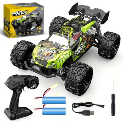 1/20 Scale Fast RC Cars, 20KM/H 4WD Off-Road High Speed Remote Control Trucks for Adults and Kids Boys, All Terrain Truck Toys Gifts Green