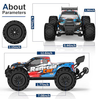1:16 4X4 High-Speed 40-50+KM/H(Peak) RC Cars Monster Truck - 390 Motor Durable axle & Suspension RC Truck | 3000mAh Batteries | rc Car Toys Back-to-School Season Birthday for Teens Aged 14+ - color: Blue-black