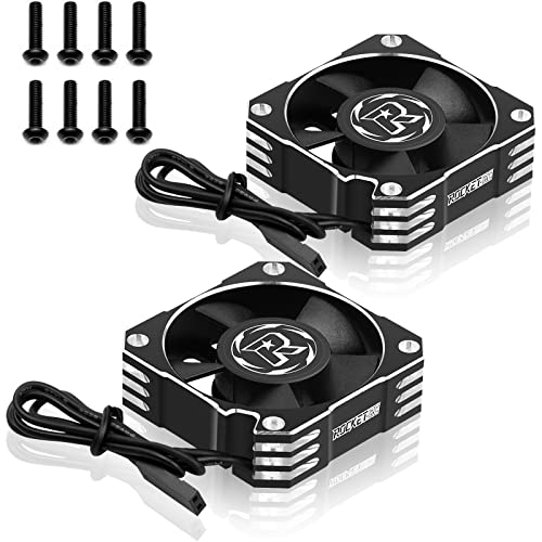2 Pack 35mm RC Motor Cooling Fan 21000RPM 8.4V Aluminum ESC Motor Cooling Fan Heatsink for RC Car 1/8 1/10 Scale 3650,3660,540,550 Brushless Motor (Black Silver) - color: 2pack 35mm Silver Black