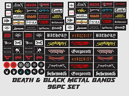 Bumper/Window Decals for RC Scale cralwer Accessory - 2 Styles - Heavy/Death Metal Bands - for: Axial SCX10 II RC4WD Redcat Gen8 TRX4 Vanquish VS4-10 Stickers (Death/Black Metal Bands - 96pc Set) - color: Death/Black Metal Bands - 96pc Set