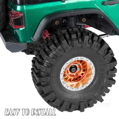 Rc 1.9 Inch Wheel Rims & Tires Wheels for 1/10 RC Crawler Car SCX10 SCX10 II SCX10 III 90046 TRX6 TRX4 D90 VS4-10 Gen8 MST CFX,Aluminum RC 1.9 Beadlock Tires Wheel,Orange - color: Orange (1.9 Tires Wheels)
