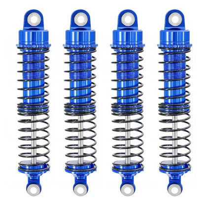 Aluminum Front & Rear Shock Absorber Set for 1/18 RC Cars, Threaded Oil Shocks Suspension Upgrade, 4-Pack (Blue)