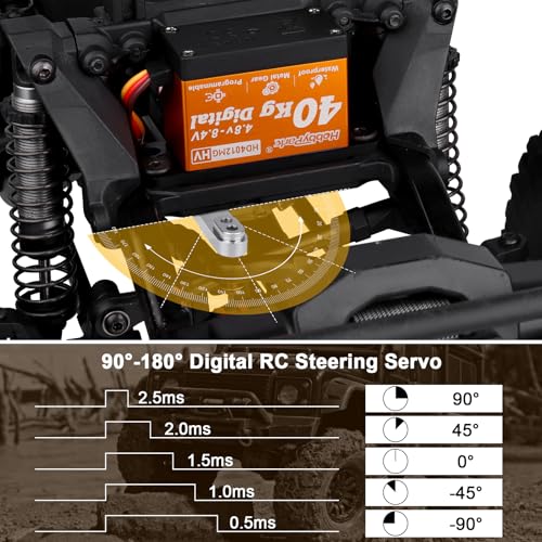 Hobbypark 40kg Waterproof RC Servo High Torque RC Steering Servos Standard HV 4.8-8.4V Metal Gears for RC Car Crawler Truck Buggy Control Angle 180° Programmable