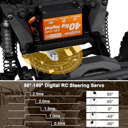 Hobbypark 40kg Waterproof RC Servo High Torque RC Steering Servos Standard HV 4.8-8.4V Metal Gears for RC Car Crawler Truck Buggy Control Angle 180° Programmable