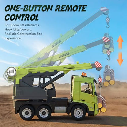 Double E Volvo FMX 1:20 Scale RC Crane Truck - 660° Rotating Console, 2.4GHz Anti-Interference, Realistic Lifting Sounds & LED Work Lights - Construction Toy for Adults - style: RC Crane