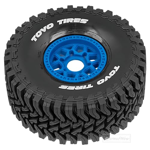 RC Wheels and Tire for 1/8 Maxx Slash 6S Short Course Truck(102076-4),All-Terrain Rubber Tyres w/Foam Insert,Replacement for #10272,Navy Blue - color: Navy Blue(4pcs)