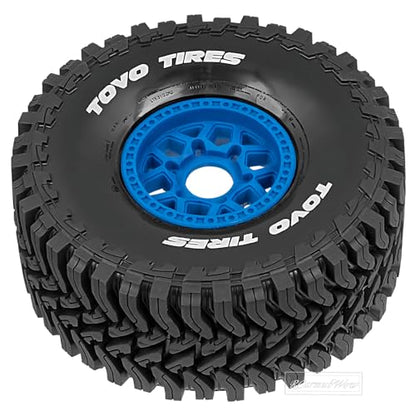RC Wheels and Tire for 1/8 Maxx Slash 6S Short Course Truck(102076-4),All-Terrain Rubber Tyres w/Foam Insert,Replacement for #10272,Navy Blue - color: Navy Blue(4pcs)