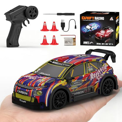 1:32 Scale mini rc Drift car 4WD 25KM/H, 2.4GHz Stunt Drifting RC Toys with LED Lights 4 Obstacles, Rechargeable Racing Car Suitable as a Gift for Adults and Children - color: 1:32 Mini Rc Car-red