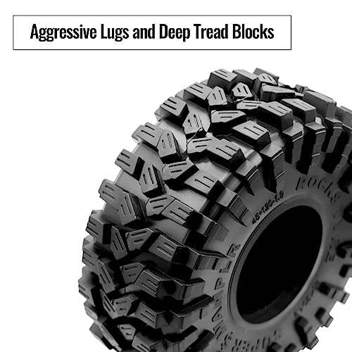 OGRC 1.9" RC Tires All Terrain Tires for SCX10 1/10 RC Crawler (120 * 45mm) | 112g/PC, with Foam Inserts, for SCX10 TRX4 Gen8 1/10 Scale Rock Crawlers