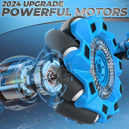 Dysaim Gesture RC Car, Gesture Sensing RC Stunt Car Toys for Kids 6-12 yr, 2.4GHz 4WD Hand Remote Control with Lights Music, Off-Road 360° Rotation Drift for Birthday Toy Gifts - color: Dark Blue