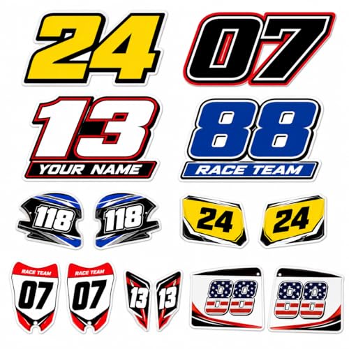 Custom Racing Number Decals, Waterproof Peel and Stick Vinyl Number Stickers, Personalized Race Car Numbers for Motorcycle, Golf Cart, RC Car, Kart, Helmet, Truck