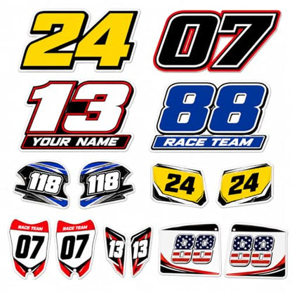 Custom Racing Number Decals, Waterproof Peel and Stick Vinyl Number Stickers, Personalized Race Car Numbers for Motorcycle, Golf Cart, RC Car, Kart, Helmet, Truck