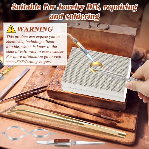 Coldairsoap 7pcs Jewelry Soldering Kit, Soldering Tool for Jewelry Making | Include 2 Honeycomb Soldering Blocks, 1 Copper Tongs, 2 Soldering Tweezers, 1 Metal Clip, 1 Storage Bag
