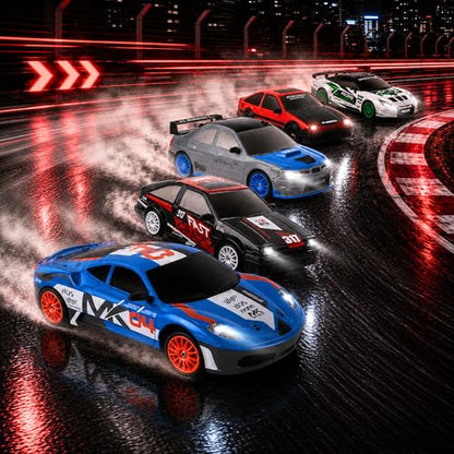 Liberty Imports RC Drift Car 1/24 2.4GHz 4WD Remote Control Sport Racing On-Road Vehicle with LED Light, Batteries and Drift Tires (Style 1) - style: Silver