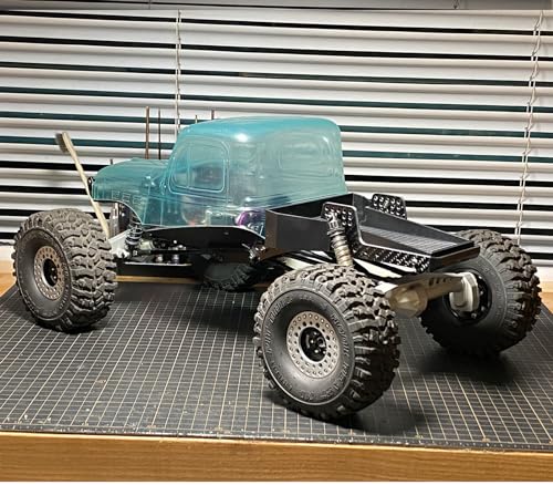 H4 1/10 Carbon LCG Chassis Kit with Injection Molded Rear Trunk Bucket, Sliders Delrin Skid Plate, Dual Servo Mount for SCX10 AR44 AR45 Capra F9 TRX4